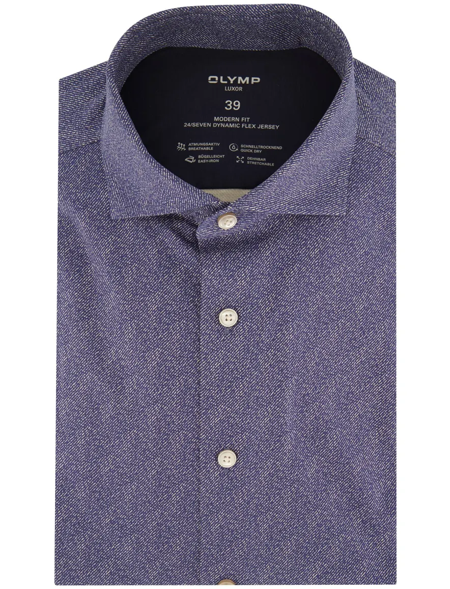 Olymp overhemd blauw geprint