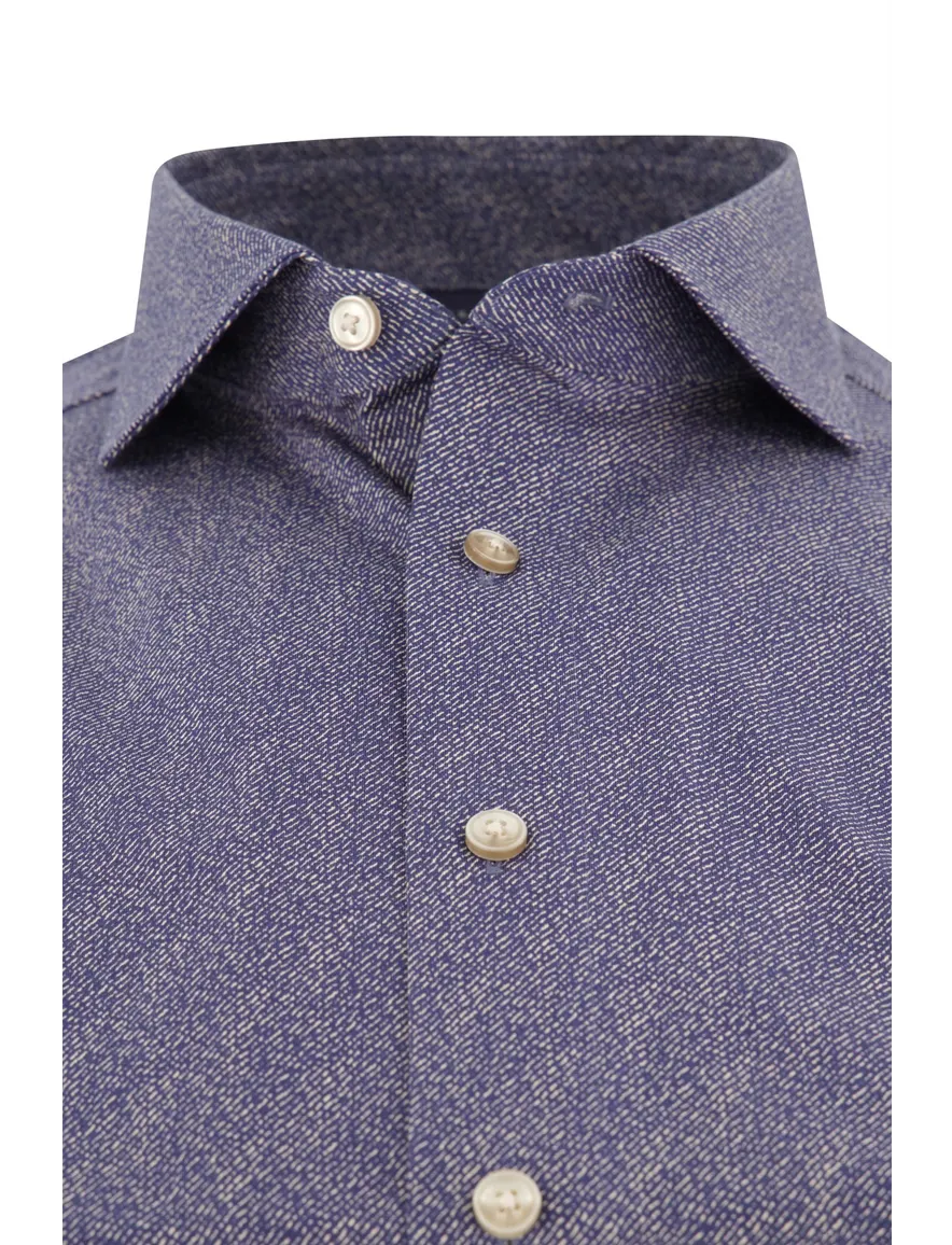 Olymp overhemd blauw geprint