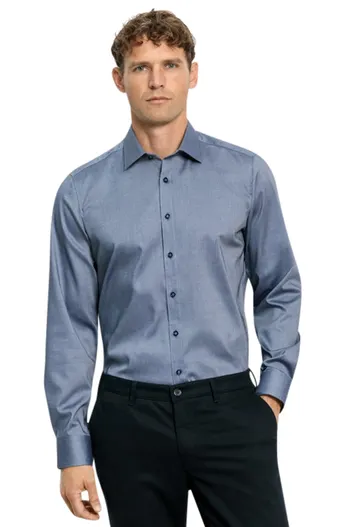 Olymp Katoenen Olymp overhemd mouwlengte 7 body fit blauw