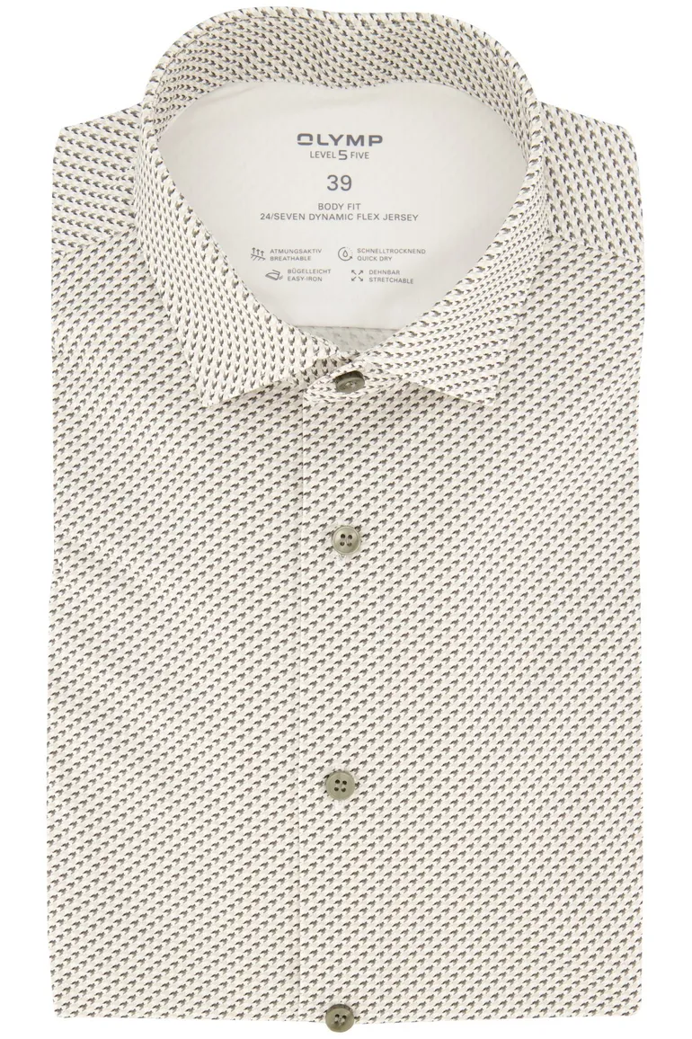 Olymp overhemd beige geprint extra slanke fit