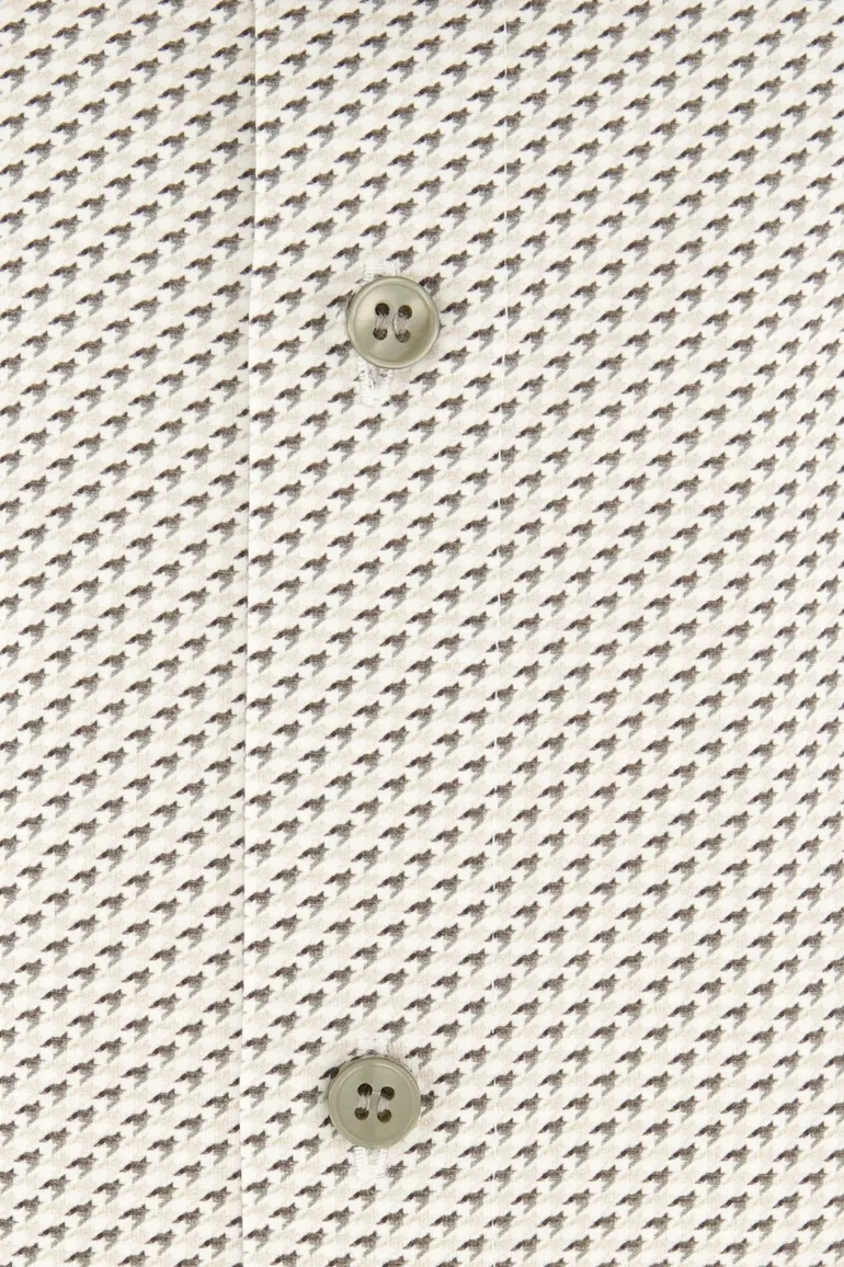 Olymp overhemd beige geprint extra slanke fit