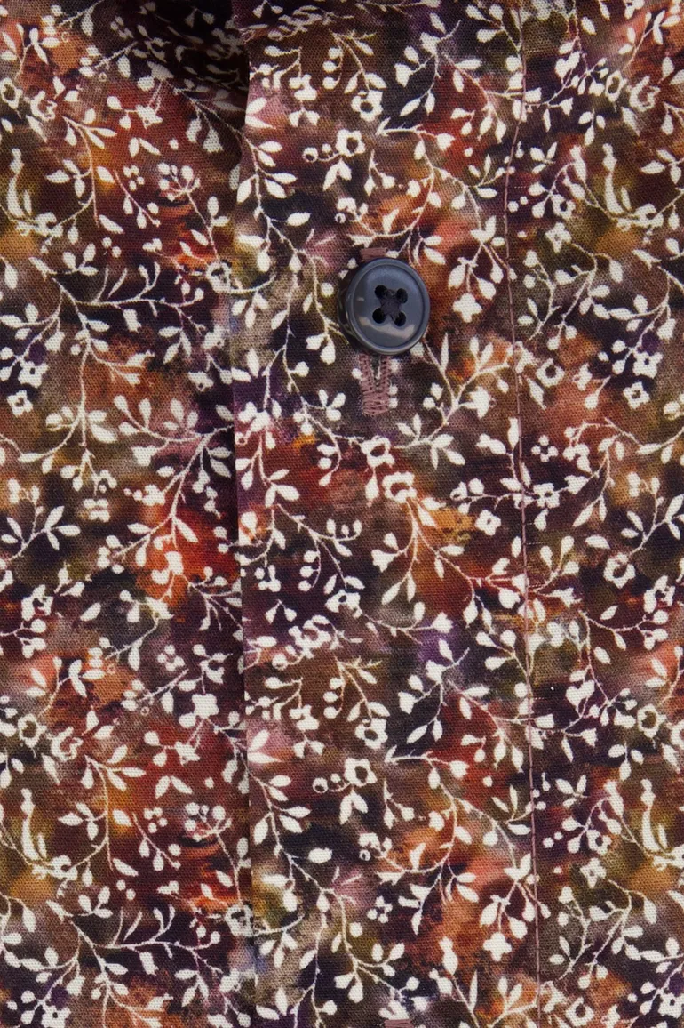 Olymp overhemd herfstkleuren geprint Luxor Comfort Fit strijkvrij