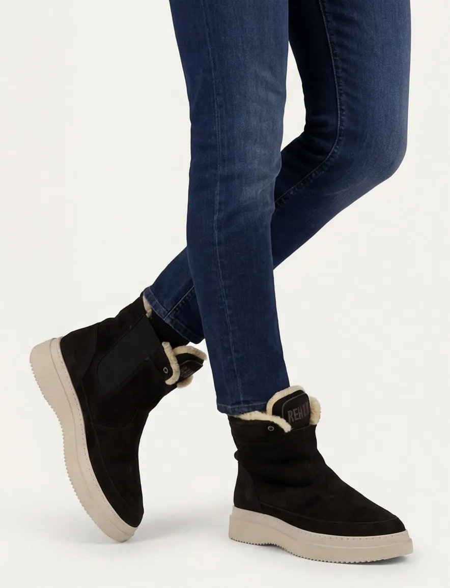 nette schoenen Rehab effen leer donkerblauw