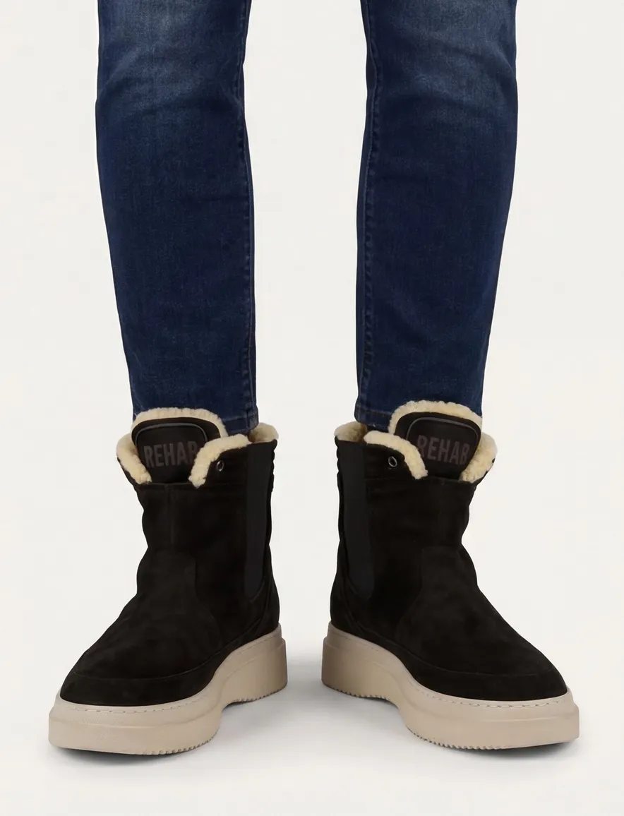 nette schoenen Rehab effen leer donkerblauw