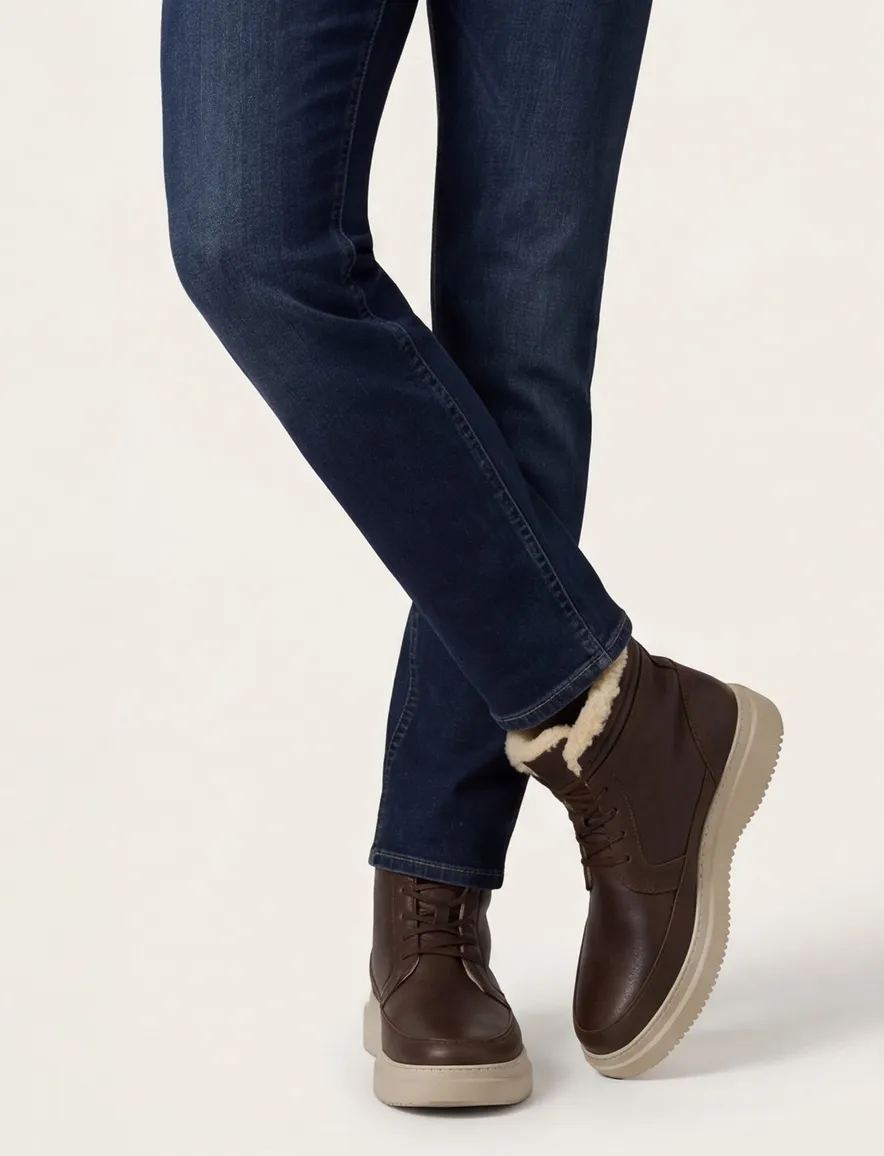 Rehab boots bruin leer gewatteerd beige zool