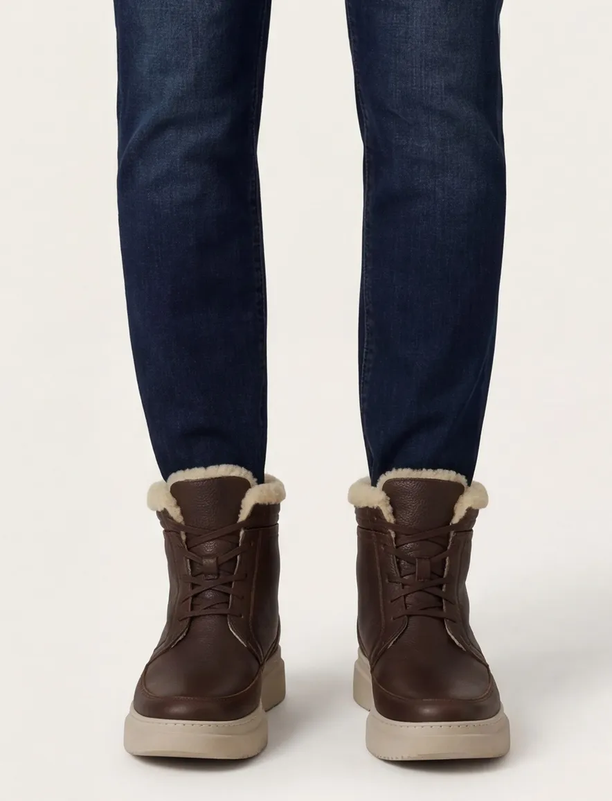 Rehab boots bruin leer gewatteerd beige zool