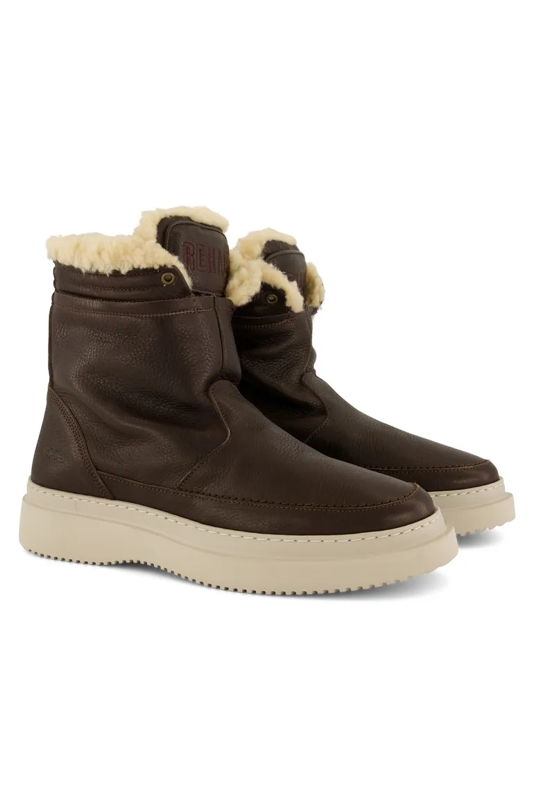 Rehab boots bruin leer gewatteerd beige zool