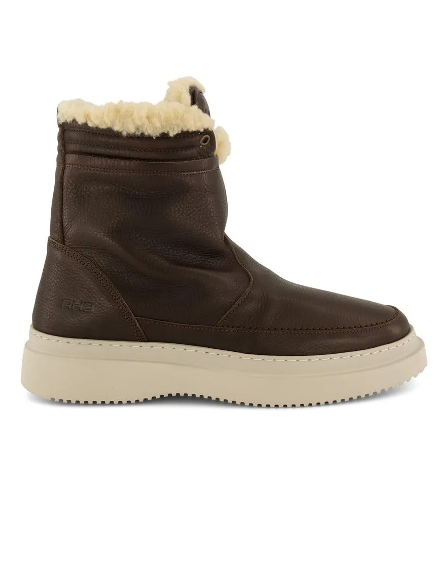Rehab boots bruin leer gewatteerd beige zool