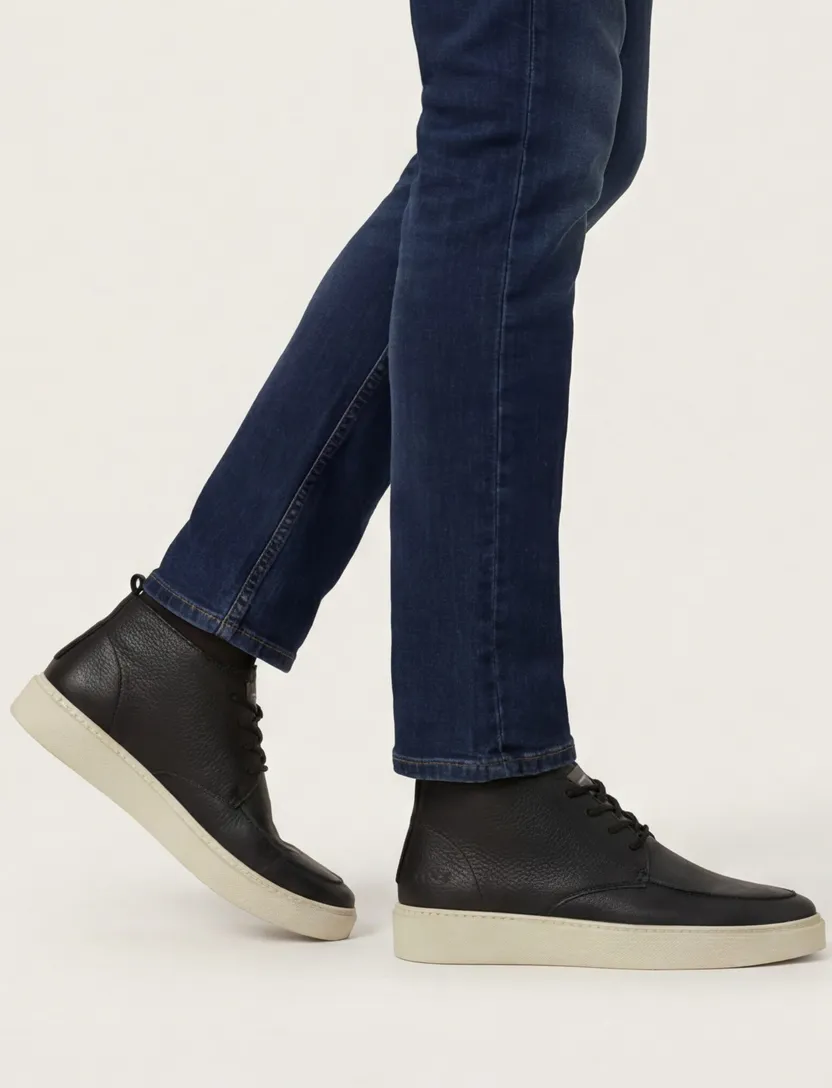 Rehab sneakers uni leer zwart