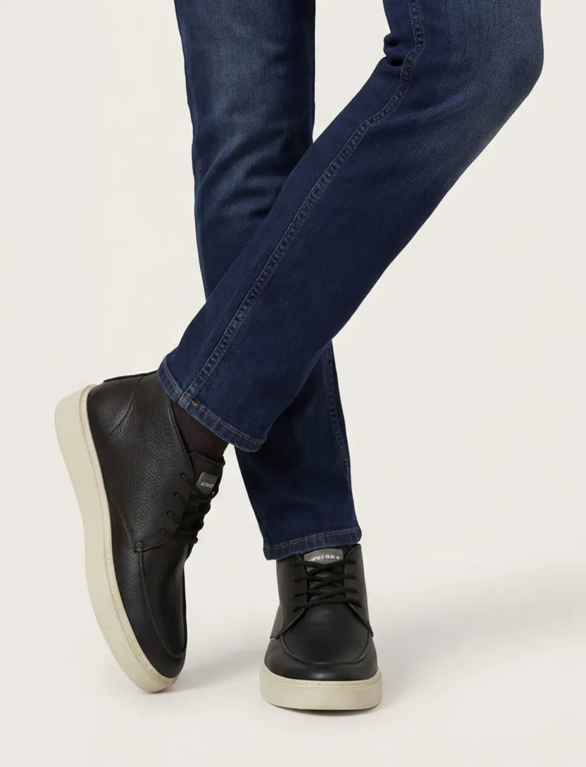 Rehab sneakers uni leer zwart