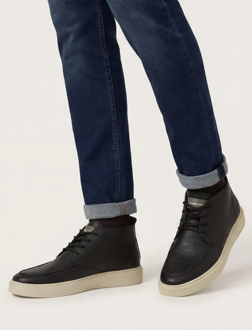 Rehab sneakers uni leer zwart