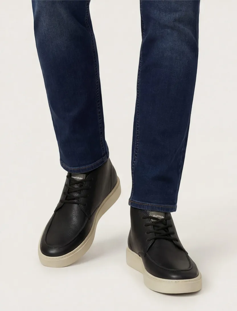 Rehab sneakers uni leer zwart
