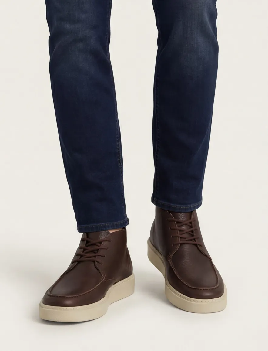 Rehab hoge sneakers bruin leer uni