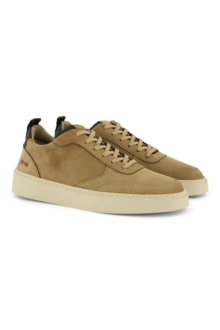 Leren Rehab sneakers effen camel
