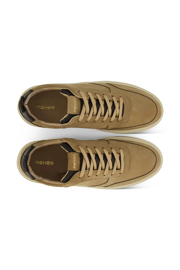 Leren Rehab sneakers effen camel