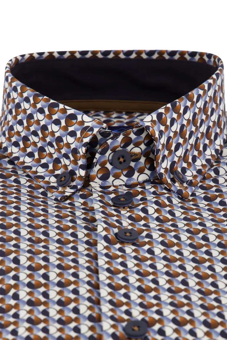 Eden Valley Regular Fit casual overhemd blauw geprint