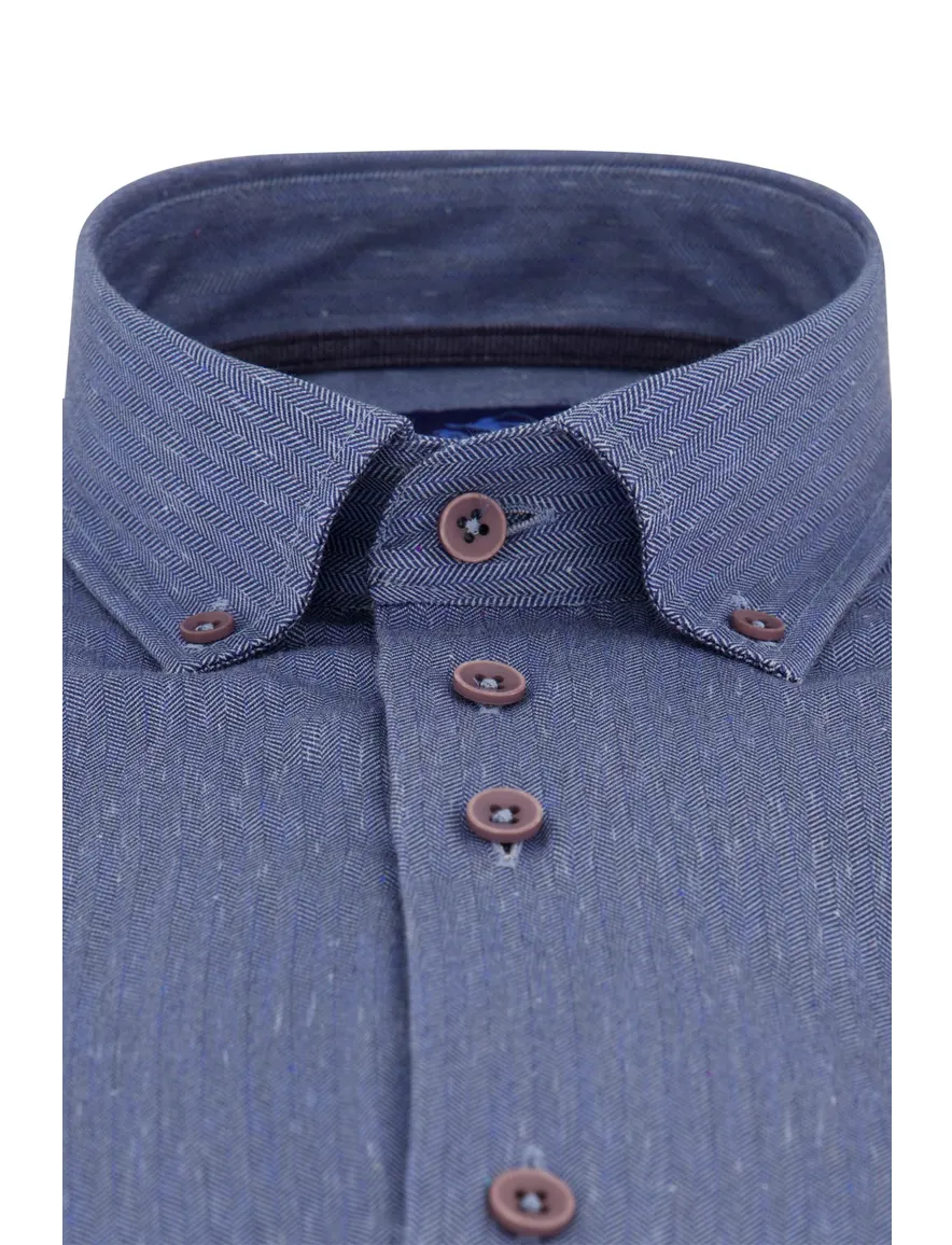 Eden Valley Regular Fit casual overhemd blauw borstzak