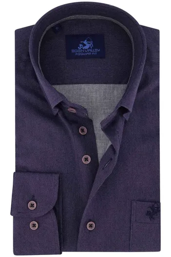 Eden Valley Eden Valley Regular Fit overhemd blauw borstzak met logo
