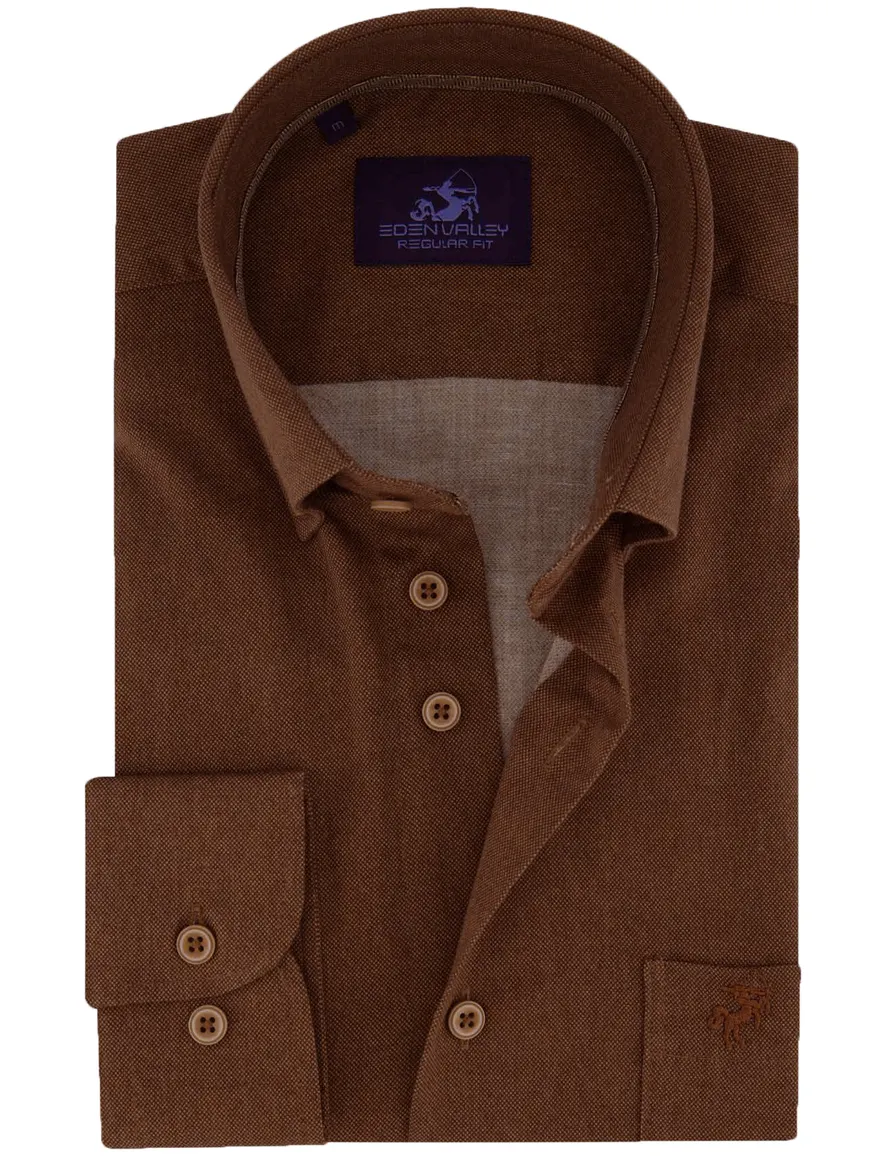 casual overhemd bruin Eden Valley Regular Fit