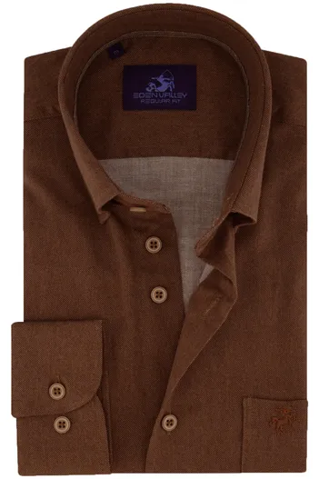 Eden Valley Eden Valley Regular Fit casual overhemd bruin borstzak