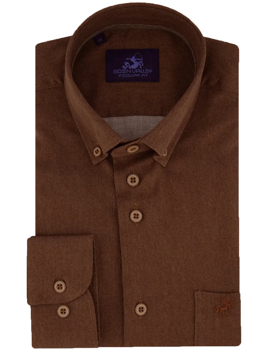 casual overhemd bruin Eden Valley Regular Fit
