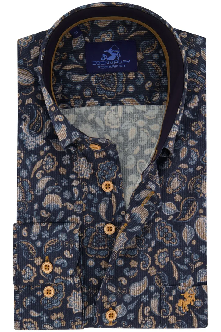 Casual overhemd Eden Valley Regular Fit donkerblauw stretch