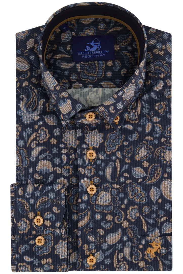 Casual overhemd Eden Valley Regular Fit donkerblauw stretch
