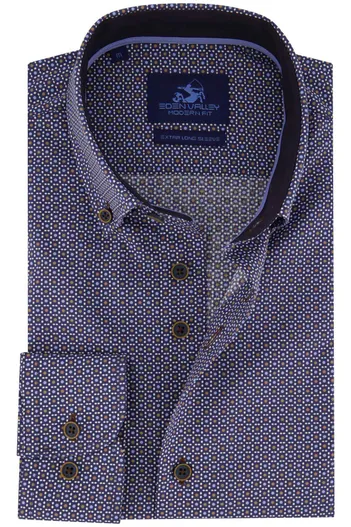 Eden Valley overhemd mouwlengte 7 Eden Valley Modern Fit blauw geprint