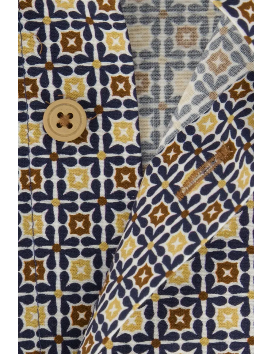 Eden Valley overhemd normale fit donkerblauw met print