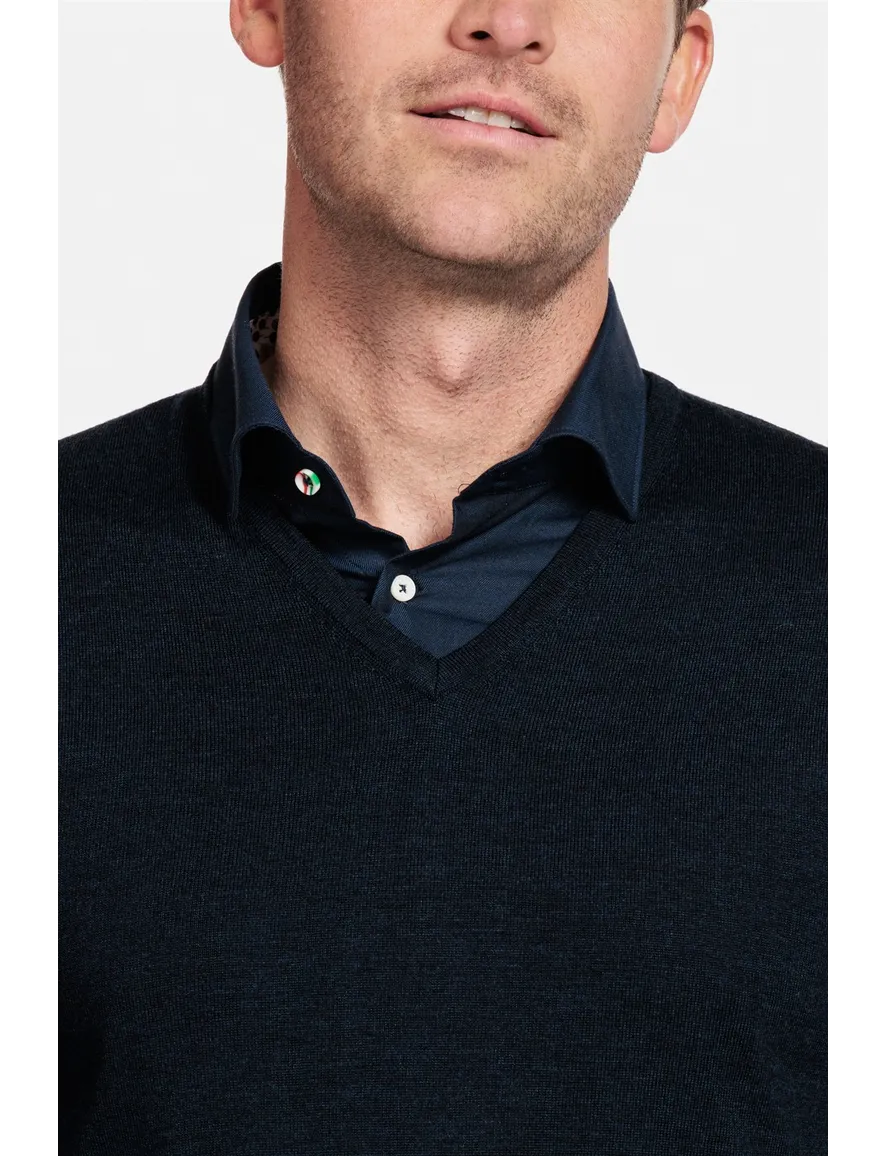 Thomas Maine trui donkerblauw v-hals