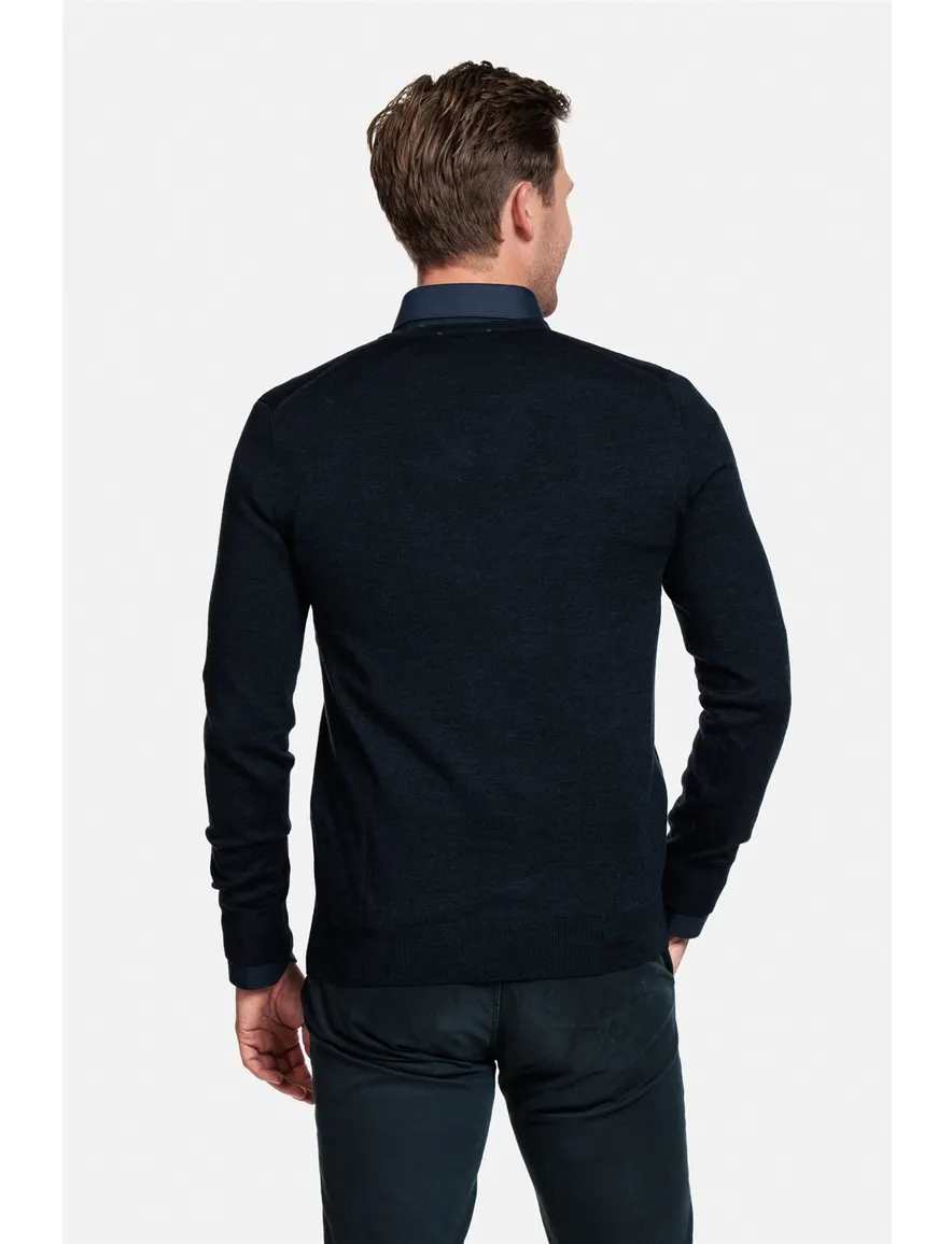 Thomas Maine trui donkerblauw v-hals