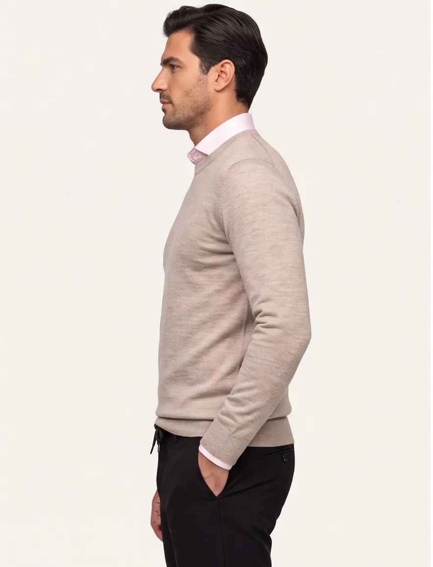 Thomas Maine trui beige structuur