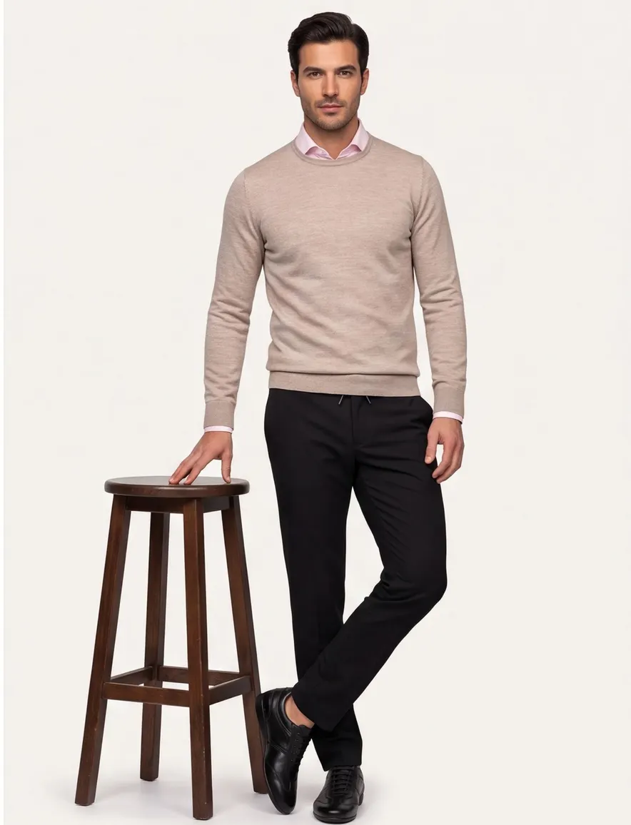 Thomas Maine trui beige structuur