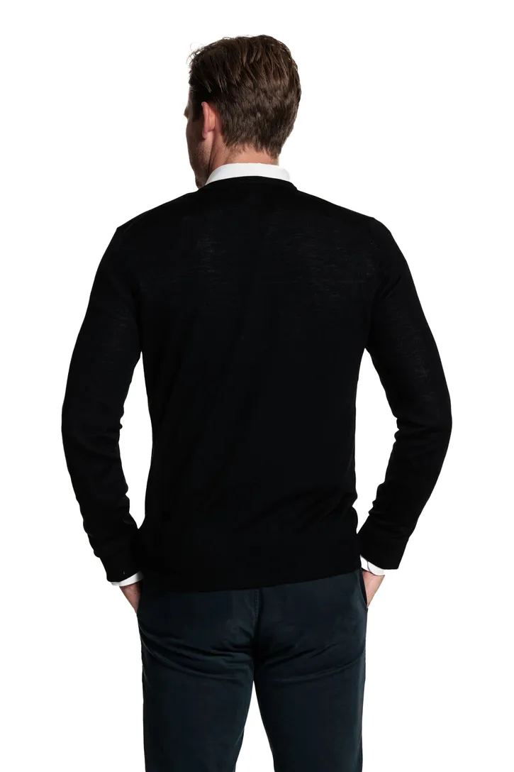 Thomas Maine trui zwart ronde hals normale fit