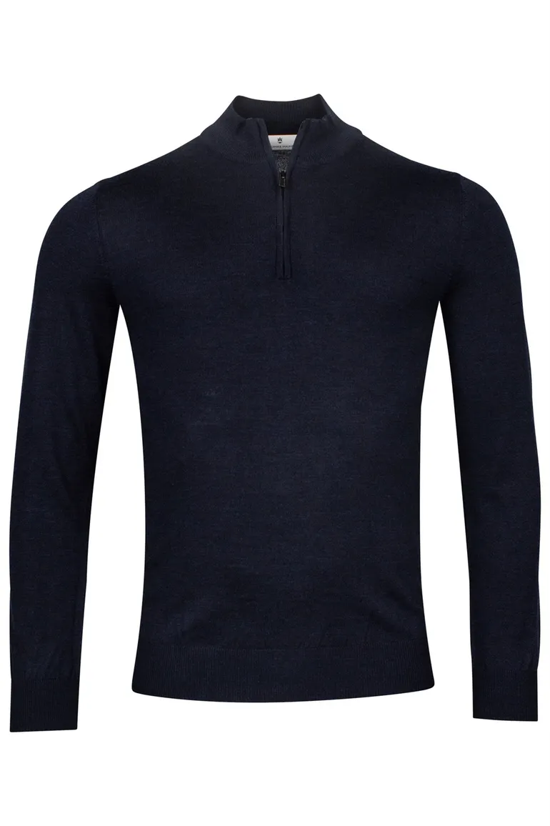 Thomas Maine trui donkerblauw half zip