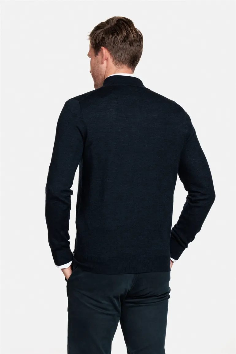 Thomas Maine trui donkerblauw half zip