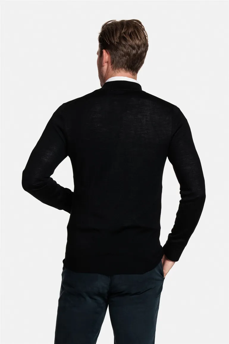 Thomas Maine trui zwart half-zip