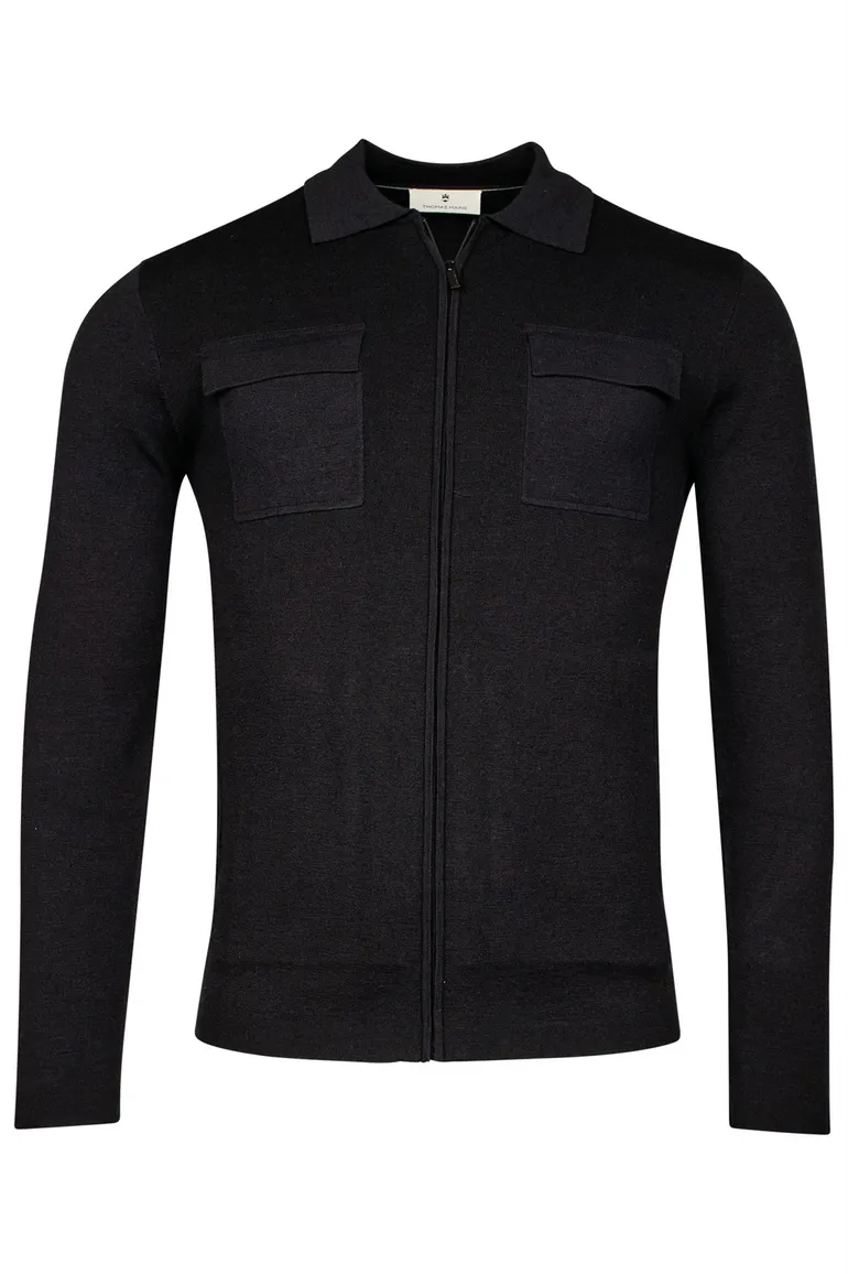 Thomas Maine vest donkerblauw borstzakken