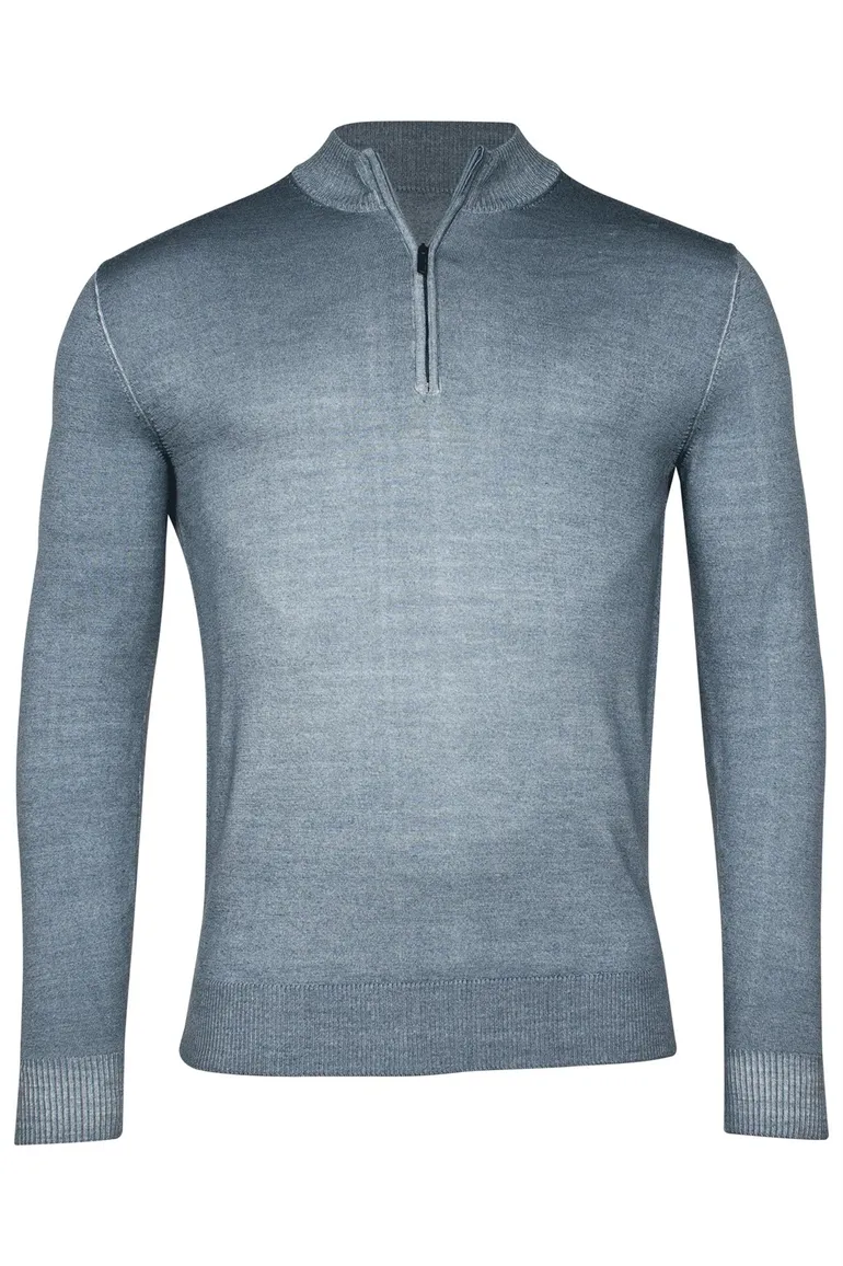 Thomas Maine trui blauw half-zip