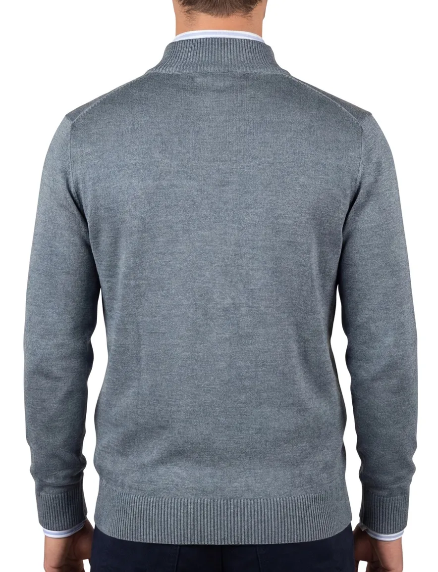 Thomas Maine trui blauw half-zip normale fit