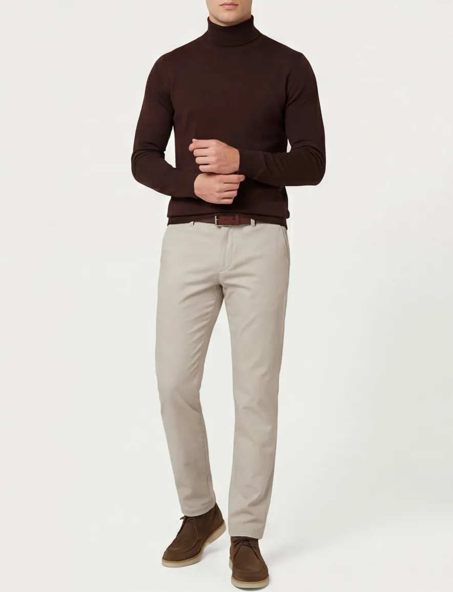 Thomas Maine coltrui bruin effen normale fit wol