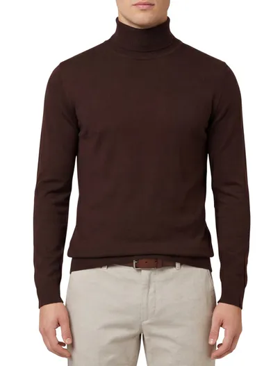 Thomas Maine Thomas Maine coltrui bruin effen normale fit wol
