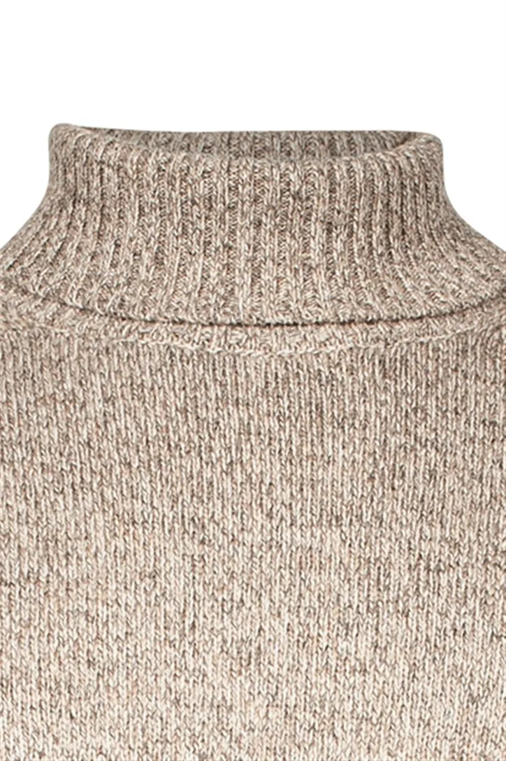 Thomas Maine gebreide coltrui beige gemeleerd 100% wol