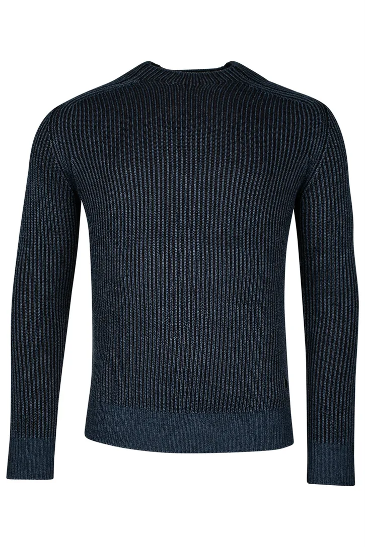 Thomas Maine gebreide trui blauw structuur normale fit