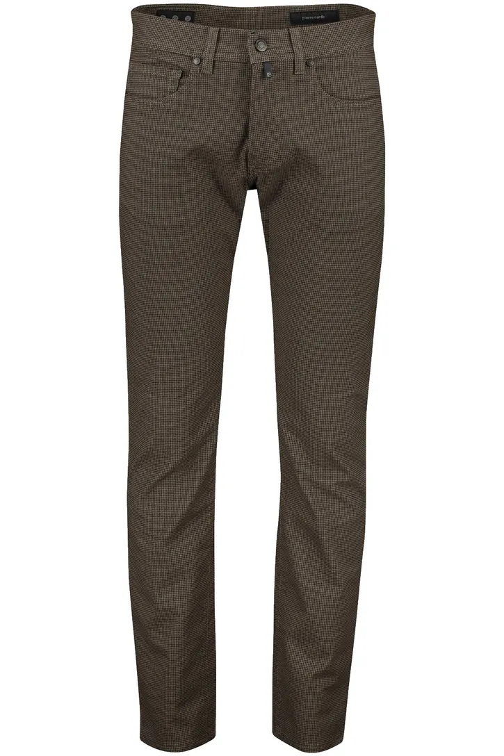 Pierre Cardin jeans bruin geruit katoen