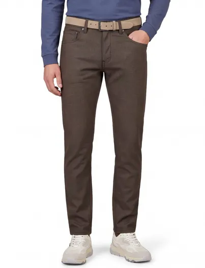 Pierre Cardin Pierre Cardin jeans bruin geruit katoen