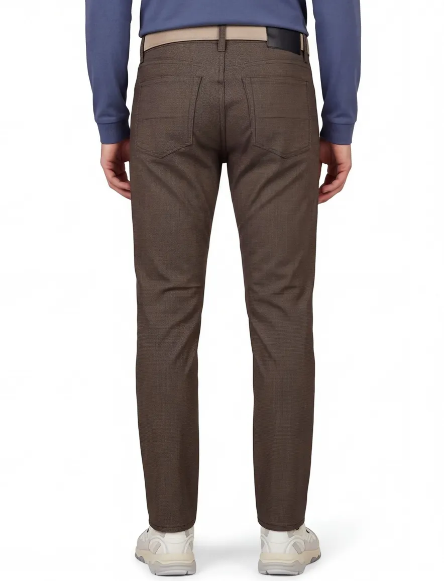 jeans Pierre Cardin bruin geruit katoen, polyester, stretch Lyon