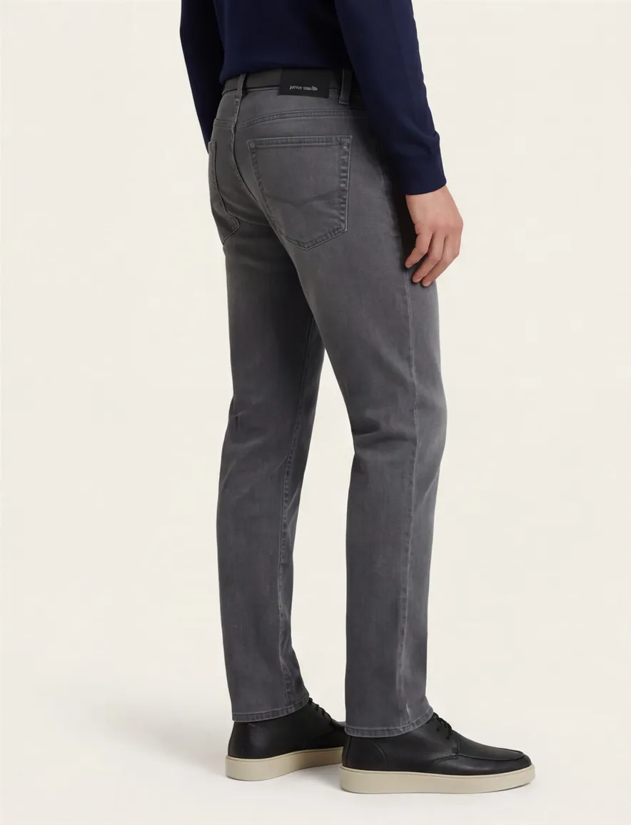 jeans Pierre Cardin grijs effen denim Lyon tapered fit