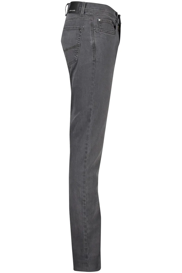Pierre Cardin jeans grijs effen denim stretch Lyon tapered fit