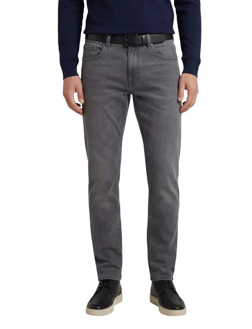Pierre Cardin jeans grijs effen denim stretch Lyon tapered fit